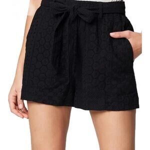 New Blank NYC Shorts Womens Xs Black Eyelet Tie Front Belt Lined